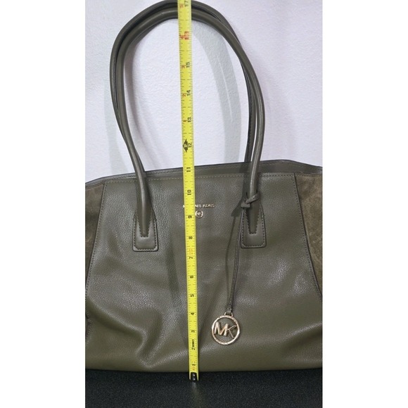 Michael Kors Avril XL Extra Large Top Zip Tote Shoulder Leather Bag Olive Green - Picture 12 of 14